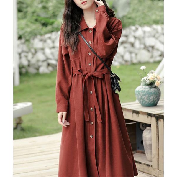 casual dresses french minority vintage corduroy l dress women long sleeve red shirt autumn, Black;gray
casual dresses french minority vintage corduroy l dress women long sleeve red shirt autumn, Black;gray