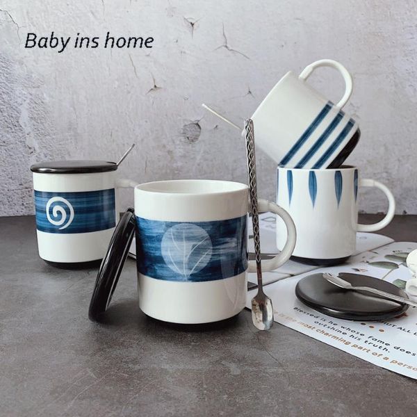 classic style hand printing ceramic cup with lid spoon japan large capacity breakfast coffee milk mug couple mugs
classic style hand printing ceramic cup with lid spoon japan large capacity breakfast coffee milk mug couple mugs