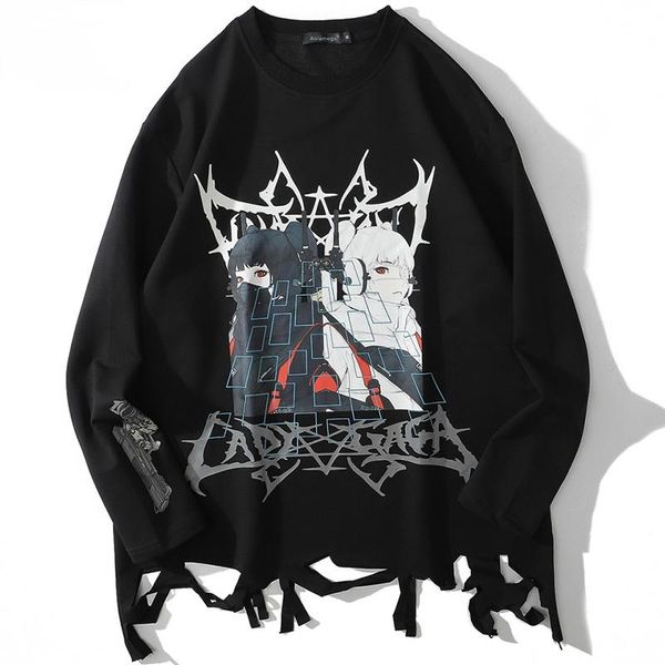 men's hoodies & sweatshirts irregular tearing hole cartoon manga print sweatshirt men o-neck baggy harajuku high street fashion pullove, Black
men's hoodies & sweatshirts irregular tearing hole cartoon manga print sweatshirt men o-neck baggy harajuku high street fashion pullove, Black