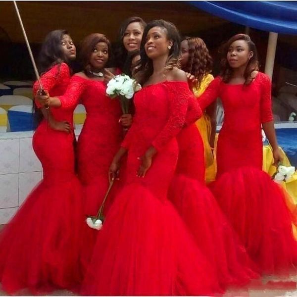 bridesmaid dress charming red mermaid off the shoulder 3/4 sleeve lace appliques wedding guest gown tulle bottom prom wear, White;pink
bridesmaid dress charming red mermaid off the shoulder 3/4 sleeve lace appliques wedding guest gown tulle bottom prom wear, White;pink
