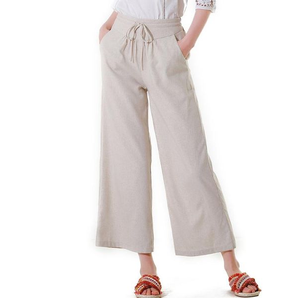 women's pants & capris 2021 women fashion drawstring elastic high waist wide leg long cotton linen pockets trousers, Black;white
women's pants & capris 2021 women fashion drawstring elastic high waist wide leg long cotton linen pockets trousers, Black;white