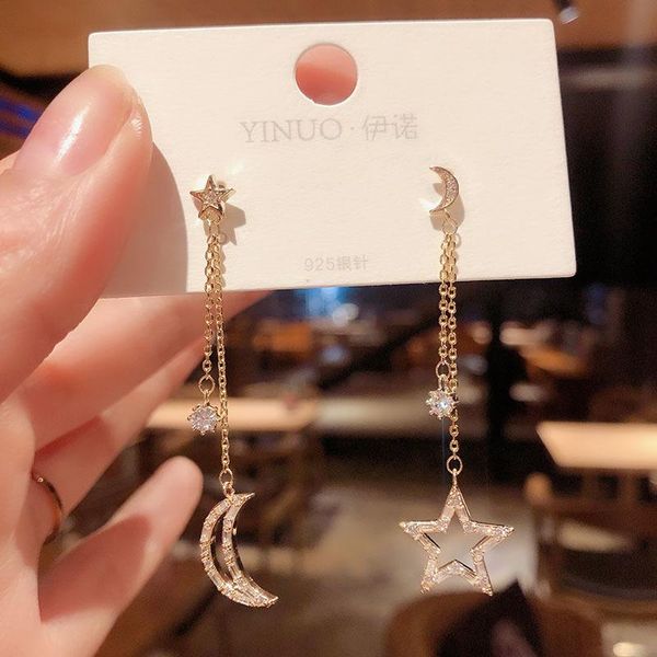 dangle & chandelier korea zircon star moon asymmetric long earrings for woemn temperament fashion trendy design jewelry gifts, Silver
dangle & chandelier korea zircon star moon asymmetric long earrings for woemn temperament fashion trendy design jewelry gifts, Silver