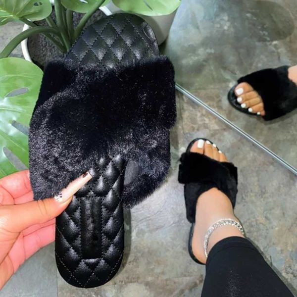 plus size 43 soft cross fur band open round toe women outside slides flat summer slippers women's shoes, Black
plus size 43 soft cross fur band open round toe women outside slides flat summer slippers women's shoes, Black