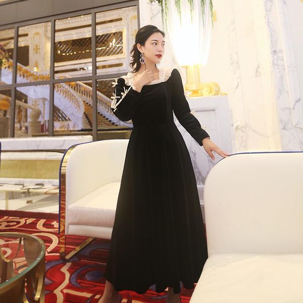casual dresses spring dress court retro velvet lace black shoulder name yuanyuan fashion mid long, Black;gray
casual dresses spring dress court retro velvet lace black shoulder name yuanyuan fashion mid long, Black;gray