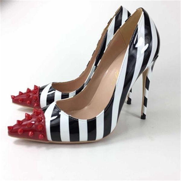 dress shoes pointed zebra toe lady pumps pu leather red rivet high-heeled slip-on wedding women shoes trms, Black
dress shoes pointed zebra toe lady pumps pu leather red rivet high-heeled slip-on wedding women shoes trms, Black