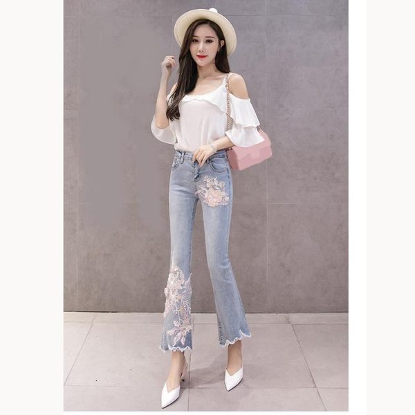 women's jeans 3 d flower embroidered fashion women beading pencil vintage tassel slim female denim trousers, Blue
women's jeans 3 d flower embroidered fashion women beading pencil vintage tassel slim female denim trousers, Blue