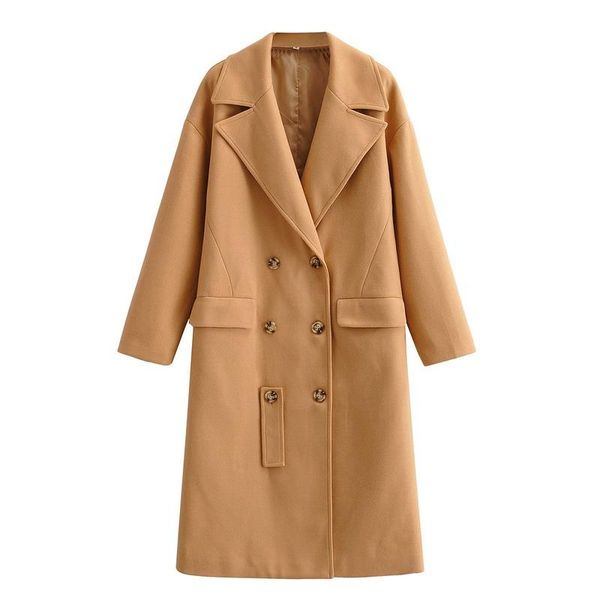 women's wool & blends temperament commuting lightly cooked wind woolen long double-breasted coat autumn loose and thin lapel long-sleev, Black
women's wool & blends temperament commuting lightly cooked wind woolen long double-breasted coat autumn loose and thin lapel long-sleev, Black