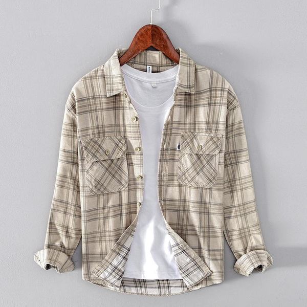 men's casual shirts autumn and winter retro corduroy plaid cotton long-sleeved shirt jacket loose lapel, White;black
men's casual shirts autumn and winter retro corduroy plaid cotton long-sleeved shirt jacket loose lapel, White;black