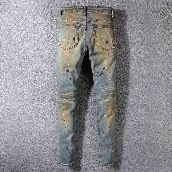 men's jeans painted holes ripped torn denim jeans vintage blue distressed stretch pants rlgm
men's jeans painted holes ripped torn denim jeans vintage blue distressed stretch pants rlgm