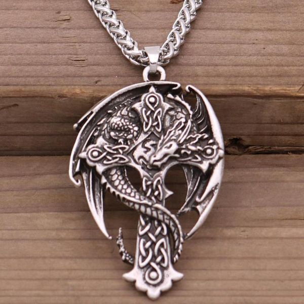 pendant necklaces gothic dragon with irish knots cross necklace men viking amulet pagan jewelry, Silver
pendant necklaces gothic dragon with irish knots cross necklace men viking amulet pagan jewelry, Silver