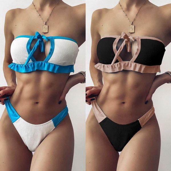 women's swimwear 2021wholesale women ladies stitching bandage split swimsuit plus size polyester bikini, White;black
women's swimwear 2021wholesale women ladies stitching bandage split swimsuit plus size polyester bikini, White;black