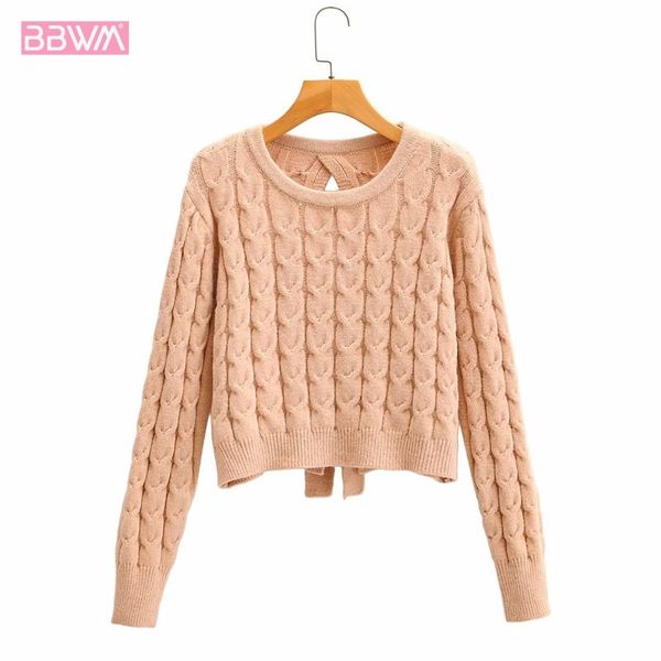 round neck long-sleeved twist pullover open back bow winter women's sweater korean sweet warm knitted fashion female sweater 210507, White
round neck long-sleeved twist pullover open back bow winter women's sweater korean sweet warm knitted fashion female sweater 210507, White