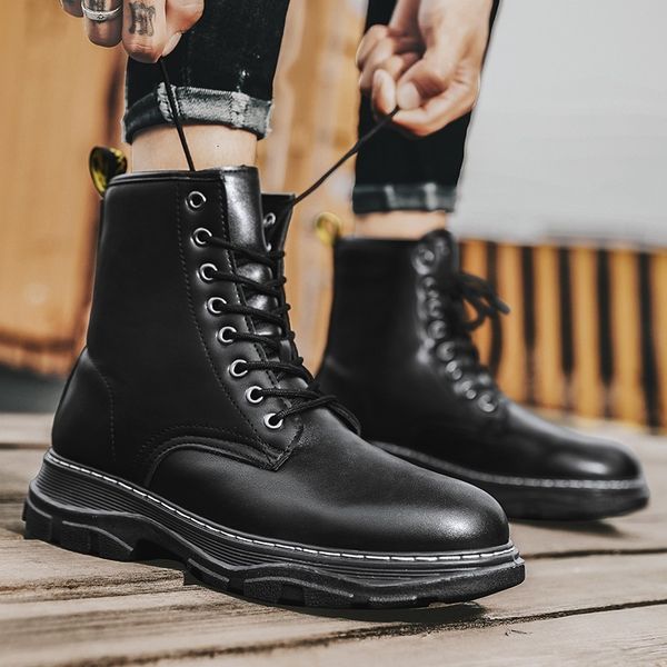 autumn and winter new martin korean version high british style black work boots men's fashion shoes increased 2021
autumn and winter new martin korean version high british style black work boots men's fashion shoes increased 2021
