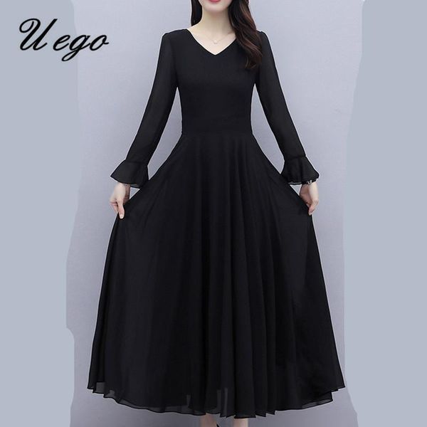uego flare sleeve v-neck chiffon women dress elegant lady long evening party plus size -5xl female autumn spring casual dresses, Black;gray
uego flare sleeve v-neck chiffon women dress elegant lady long evening party plus size -5xl female autumn spring casual dresses, Black;gray