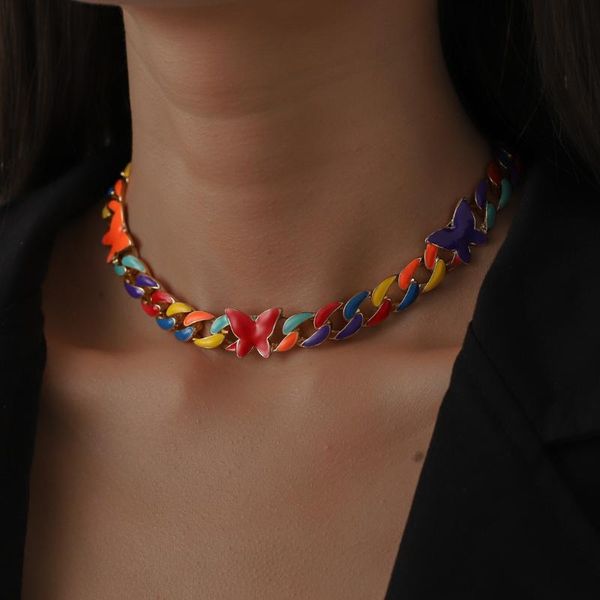 chains hip hop color dripping oil butterfly cuban chain necklace for women gold exaggerated punk/goth trendy choker accessories jewelry, Silver
chains hip hop color dripping oil butterfly cuban chain necklace for women gold exaggerated punk/goth trendy choker accessories jewelry, Silver