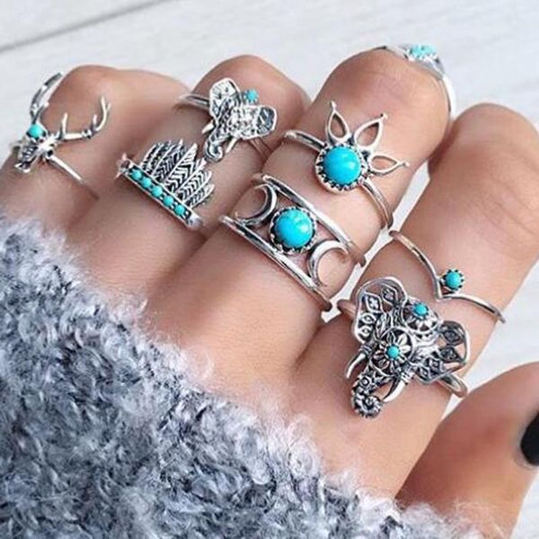 cluster rings huatang 7pcs/set vintage blue stone elephant finger sets for women geometric deer midi knuckle ring female jewelry anillos, Golden;silver
cluster rings huatang 7pcs/set vintage blue stone elephant finger sets for women geometric deer midi knuckle ring female jewelry anillos, Golden;silver