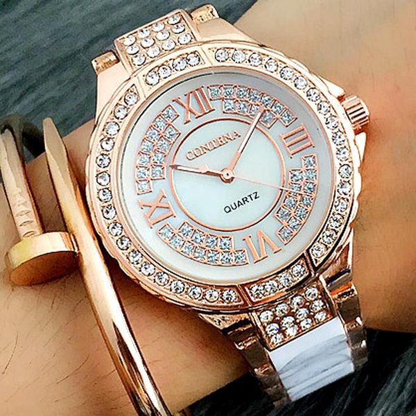 wristwatches contena women's watches rose gold ceramic wrist watch ladies sterling diamonds lady crytal, Slivery;brown
wristwatches contena women's watches rose gold ceramic wrist watch ladies sterling diamonds lady crytal, Slivery;brown