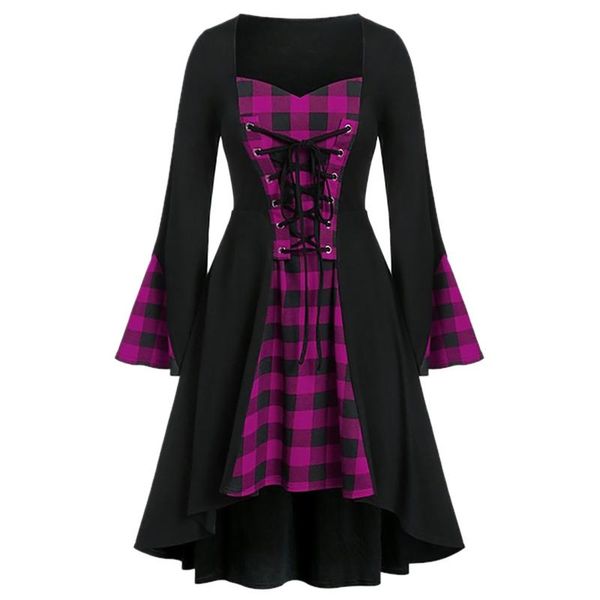 casual dresses robe halloween gothic punk style dress women plus-size lattice lace up patchwork flared sleeve vintage party vestidos q4, Black;gray
casual dresses robe halloween gothic punk style dress women plus-size lattice lace up patchwork flared sleeve vintage party vestidos q4, Black;gray