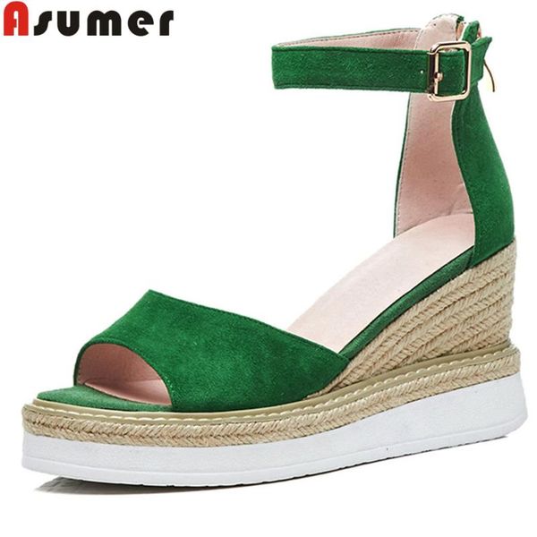 black green 2021 summer arrival shoes woman platform wedges zip buckle sandals women suede leather dress
black green 2021 summer arrival shoes woman platform wedges zip buckle sandals women suede leather dress