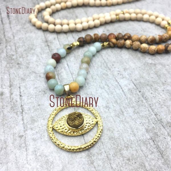 pendant necklaces 5pcs stone amazonite titanium gold druzy crystal evil eye plating irregular surface circle necklace 32inch nm4844, Silver
pendant necklaces 5pcs stone amazonite titanium gold druzy crystal evil eye plating irregular surface circle necklace 32inch nm4844, Silver