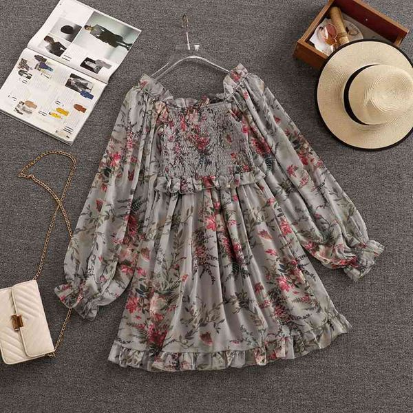 summer chiffon women dress long sleeve ruffles floral print mini slim a-line female vintage beach robe 210525, Black;gray
summer chiffon women dress long sleeve ruffles floral print mini slim a-line female vintage beach robe 210525, Black;gray