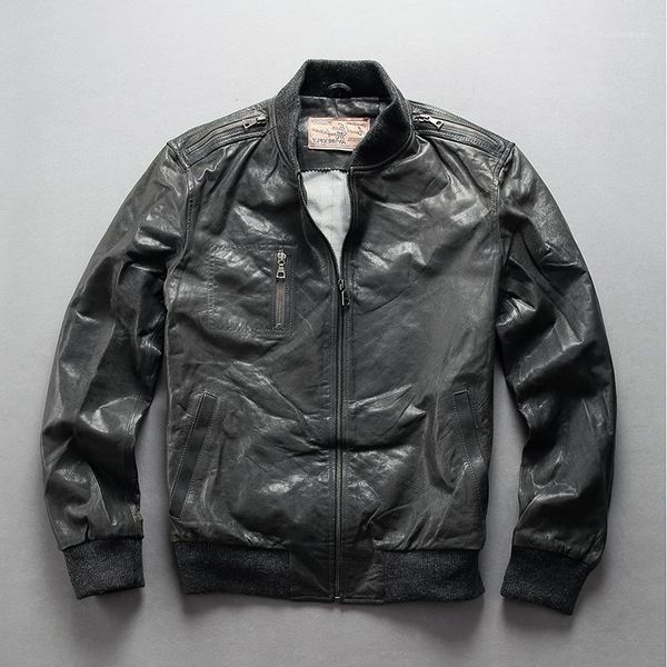 men's leather & faux avirex fashion baseball real genuine flight men slim fit bomber jacket pilot coat, Black
men's leather & faux avirex fashion baseball real genuine flight men slim fit bomber jacket pilot coat, Black