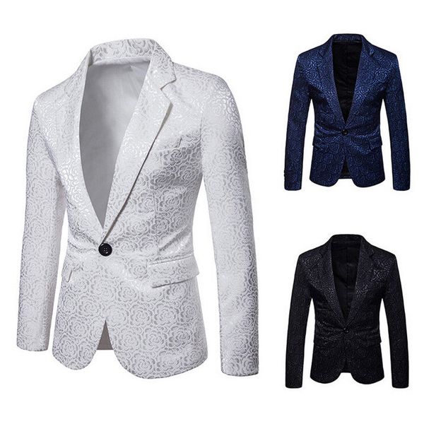 new men classic floral printed flocking banquet party suit jacket stylish formal business blazer slim fit luxury coat, Black;brown
new men classic floral printed flocking banquet party suit jacket stylish formal business blazer slim fit luxury coat, Black;brown