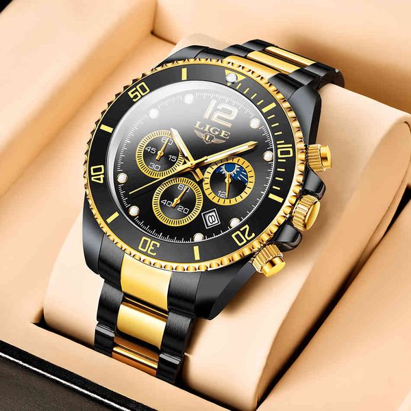 watches lige 2021 men's casual sports luxury brand waterproof luminous stainless steel wrist +box, Slivery;brown
watches lige 2021 men's casual sports luxury brand waterproof luminous stainless steel wrist +box, Slivery;brown