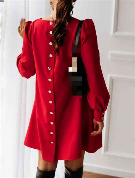autumn red long sleeve women dress loose o neck button solid a line elegant dresses female fashion casual ladies clothes, Black;gray
autumn red long sleeve women dress loose o neck button solid a line elegant dresses female fashion casual ladies clothes, Black;gray
