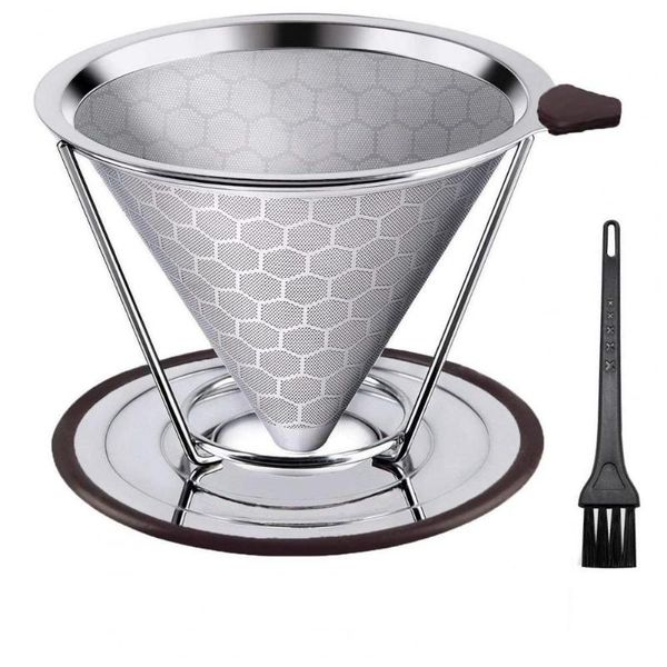 coffee filters reusable cone honeycomb pattern stainless steel dripper filter with removable cup stand brush maker separate
coffee filters reusable cone honeycomb pattern stainless steel dripper filter with removable cup stand brush maker separate