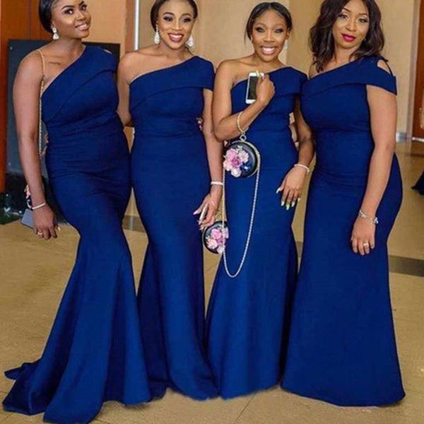 blue satin ruched one shoulder long bridesmaid dresses pleated sash floor length party gowns, White;pink
blue satin ruched one shoulder long bridesmaid dresses pleated sash floor length party gowns, White;pink