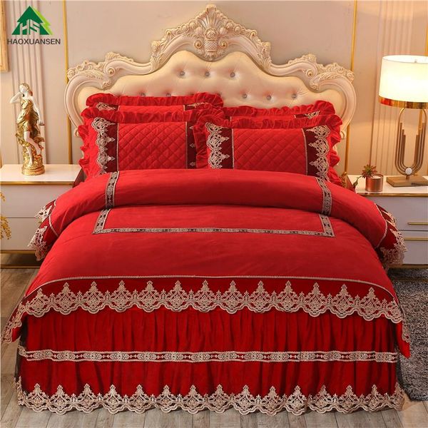 bedding sets lucky red magic velvet flannel lace thickening bed skirt pillowcase duvet cover princess style warm winter
bedding sets lucky red magic velvet flannel lace thickening bed skirt pillowcase duvet cover princess style warm winter