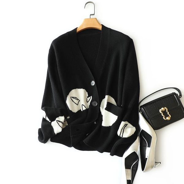 women's knits & tees shuchan designer knitted cardigan 30% cashmere 70% wool sweater women loose high street geometric pockets v-neck, White
women's knits & tees shuchan designer knitted cardigan 30% cashmere 70% wool sweater women loose high street geometric pockets v-neck, White