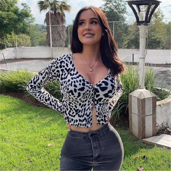women's blouses & shirts 2021 leopard print long-sleeved small cardigan female cropped navel short buttons summer, White
women's blouses & shirts 2021 leopard print long-sleeved small cardigan female cropped navel short buttons summer, White