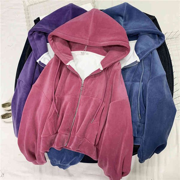 hoodies solid color thickened cardigan fall and winter versatile casual high waist short long sleeve plush hooded loose sweater women's, Black
hoodies solid color thickened cardigan fall and winter versatile casual high waist short long sleeve plush hooded loose sweater women's, Black