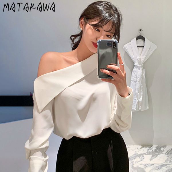 matakawa autumn temperament skew collar off-shoulder ladies shirt loose side button women blouses long-sleeved blusas 210513, White
matakawa autumn temperament skew collar off-shoulder ladies shirt loose side button women blouses long-sleeved blusas 210513, White