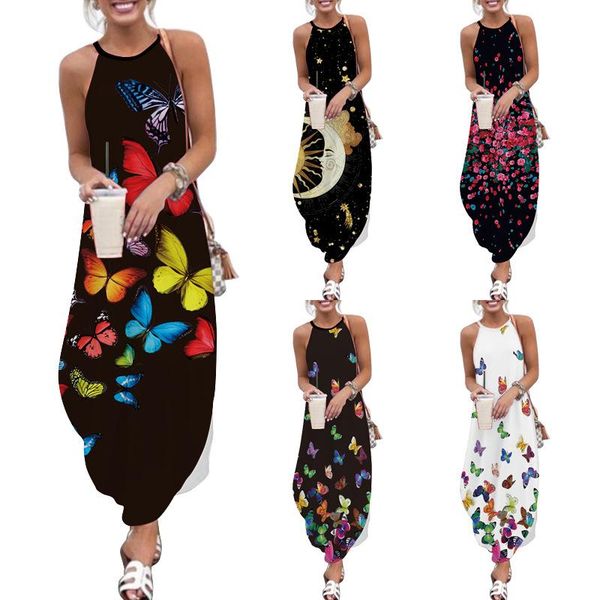 women's swimwear 2021 printed loose long skirt amazon tank dress suspender, White;black
women's swimwear 2021 printed loose long skirt amazon tank dress suspender, White;black