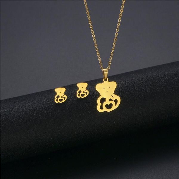pendant necklaces stainless steel cute cartoon baby teddy bear love heart chain necklace sets choker for women collier animal jewelry, Silver
pendant necklaces stainless steel cute cartoon baby teddy bear love heart chain necklace sets choker for women collier animal jewelry, Silver