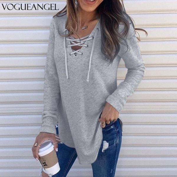 solid color lace-up women casual v-neck long sleeve tshirts autumn female loose 6 colors blusas women's t-shirt, White
solid color lace-up women casual v-neck long sleeve tshirts autumn female loose 6 colors blusas women's t-shirt, White