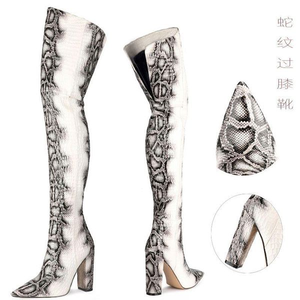 boots pointed snake high tube knee large women's show thick heel comfortable fashion, Black
boots pointed snake high tube knee large women's show thick heel comfortable fashion, Black