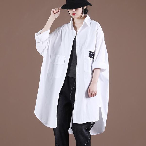 women's blouses & shirts spring 2021 korean loose large-size literary double pockets long shirt turn-down collar high street plus size, White
women's blouses & shirts spring 2021 korean loose large-size literary double pockets long shirt turn-down collar high street plus size, White