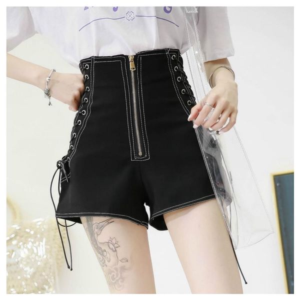 women's shorts summer fashion high waist black women drawstring side lacing up bow tie femme, White;black
women's shorts summer fashion high waist black women drawstring side lacing up bow tie femme, White;black