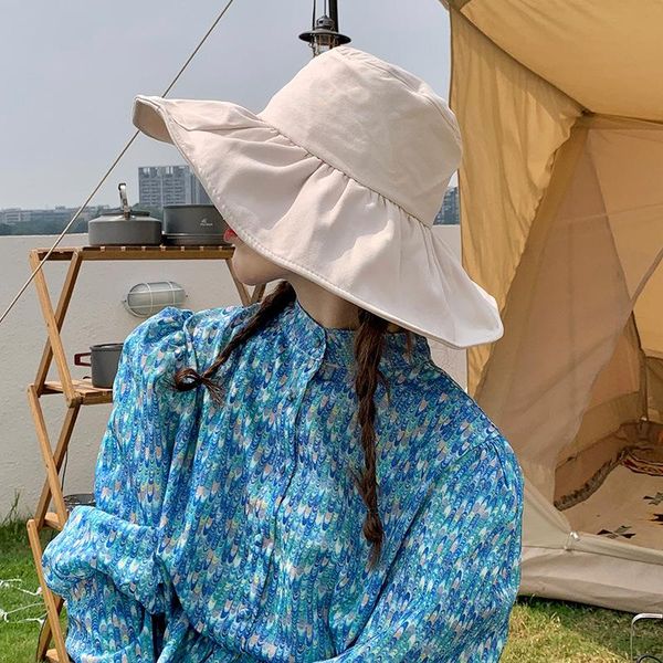 wide brim hats summer big women's beach sun protection outdoor ladies uv bucket hat foldable sunhat cap, Blue;gray
wide brim hats summer big women's beach sun protection outdoor ladies uv bucket hat foldable sunhat cap, Blue;gray