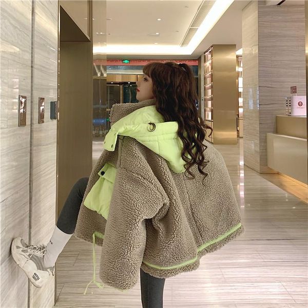 women's jackets lamb plush coat outerwear women winter fashion hooded jacket ladies plus velvet thick warm overcoat korean splicing, Black;brown
women's jackets lamb plush coat outerwear women winter fashion hooded jacket ladies plus velvet thick warm overcoat korean splicing, Black;brown