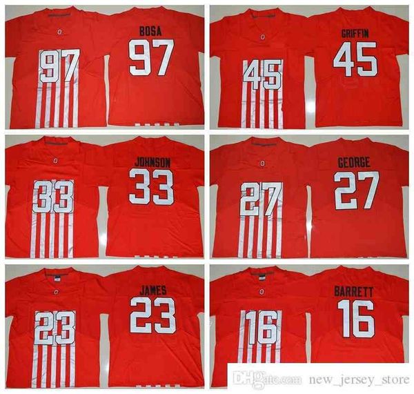 ncaa ohio state buckeyes college football wear jerseys 45 archie griffin 27 eddie george 16 j.t. barrett 33 pete johnson 97 nick bosa stitch, Black
ncaa ohio state buckeyes college football wear jerseys 45 archie griffin 27 eddie george 16 j.t. barrett 33 pete johnson 97 nick bosa stitch, Black