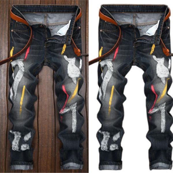 men's jeans plus size casual long black four seasons straight hole multi-process, Blue
men's jeans plus size casual long black four seasons straight hole multi-process, Blue