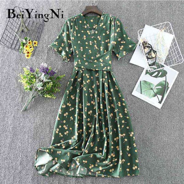 beiyingni summer chiffon women dresses heart floral print sashes short sleeve vintage v-neck midi dress ladies plus size vestido y1204, Black;gray
beiyingni summer chiffon women dresses heart floral print sashes short sleeve vintage v-neck midi dress ladies plus size vestido y1204, Black;gray