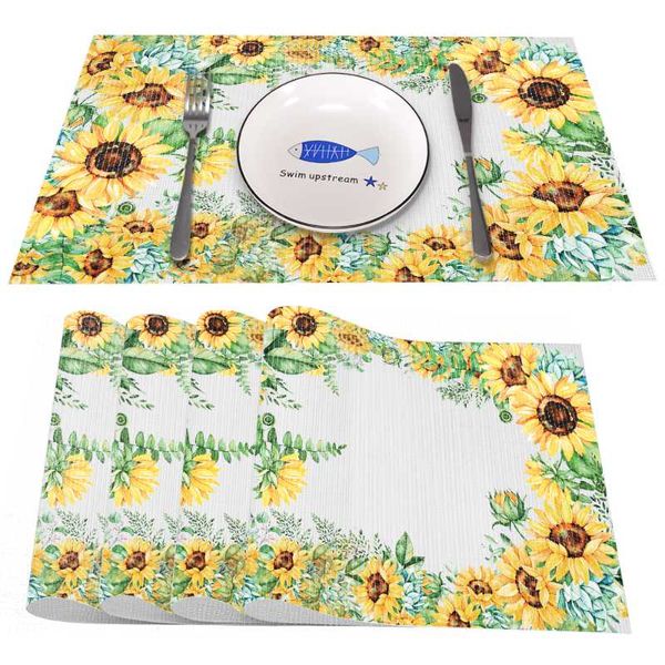 table runner sunflower heat-resistant placemats stain resistant anti-skid washable pvc/polyeste mats woven placemats, set of 4pcs
table runner sunflower heat-resistant placemats stain resistant anti-skid washable pvc/polyeste mats woven placemats, set of 4pcs