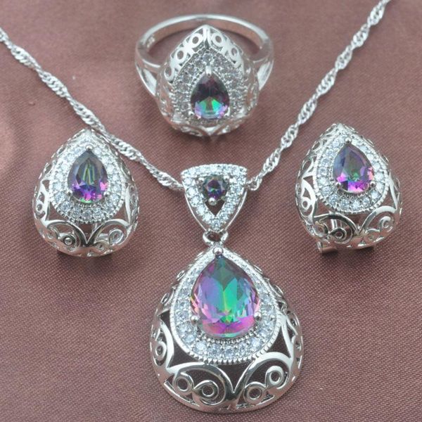 earrings & necklace unique multicolor rainbow zircon women's silver color jewelry sets pendant ring tz0215
earrings & necklace unique multicolor rainbow zircon women's silver color jewelry sets pendant ring tz0215