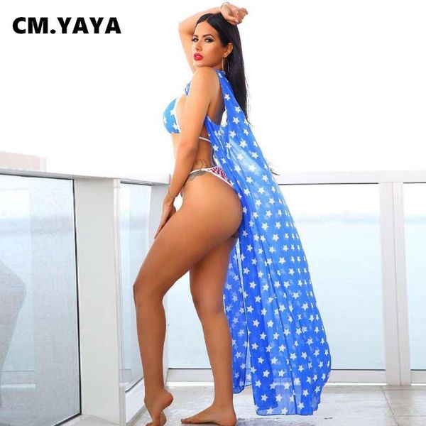 women's tracksuits cm.yaya women swimsuit print halter bandage bra low waist paties mesh sleeveless long cloak three piece set outfit s, Gray
women's tracksuits cm.yaya women swimsuit print halter bandage bra low waist paties mesh sleeveless long cloak three piece set outfit s, Gray